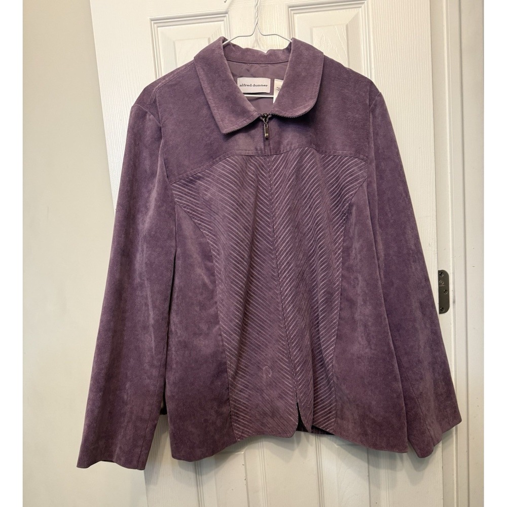 Alfred Dunner Purple Collared Button Basic Jacket Women's Size 18 Regular
